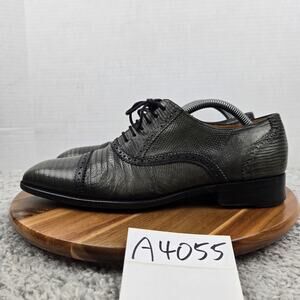 Mezlan Custom Mens 8M Bella Green Lizard Skin Cap Toe Brogue Oxford Dress Shoe